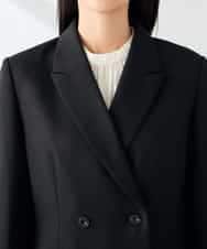 KBDLB14129 a.v.v(アー・ヴェ・ヴェ) 【洗える/イージーケア/ストレッチ】パウダーツイルダブルブレストジャケット ブラウン