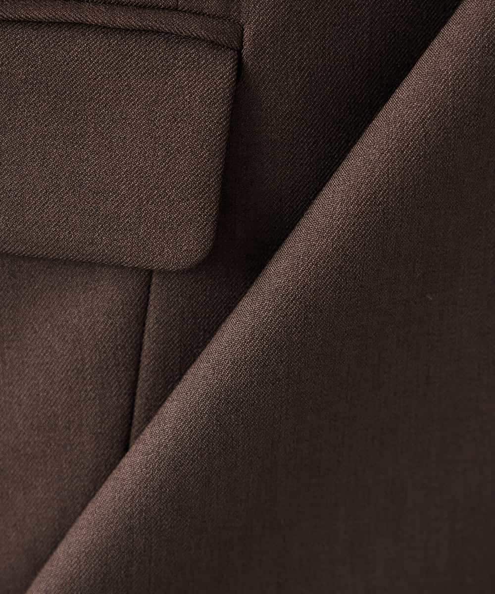 KBDLB14129 a.v.v(アー・ヴェ・ヴェ) 【洗える/イージーケア/ストレッチ】パウダーツイルダブルブレストジャケット ブラウン