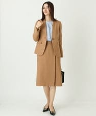 KBDLQ11099 a.v.v(アー・ヴェ・ヴェ) 【洗える/セットアップ対応】杢調ウールライクノーカラージャケット【LANATEC】 ブラック