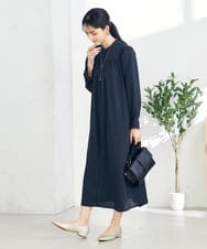 KBEBB04099 a.v.v(アー・ヴェ・ヴェ) ベルト付切り替えワンピース グレージュ