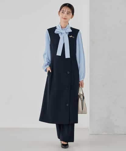 KBECD01099 a.v.v 【洗える/ストレッチ/セットアップ対応】ダブルクロスロングジレワンピース