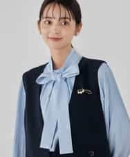 KBECD01099 a.v.v(アー・ヴェ・ヴェ) 【洗える/ストレッチ/セットアップ対応】ダブルクロスロングジレワンピース ネイビー