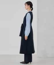 KBECD01099 a.v.v(アー・ヴェ・ヴェ) 【洗える/ストレッチ/セットアップ対応】ダブルクロスロングジレワンピース ネイビー