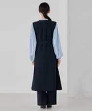 KBECD01099 a.v.v(アー・ヴェ・ヴェ) 【洗える/ストレッチ/セットアップ対応】ダブルクロスロングジレワンピース ネイビー