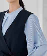 KBECD01099 a.v.v(アー・ヴェ・ヴェ) 【洗える/ストレッチ/セットアップ対応】ダブルクロスロングジレワンピース ネイビー