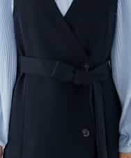 KBECD01099 a.v.v(アー・ヴェ・ヴェ) 【洗える/ストレッチ/セットアップ対応】ダブルクロスロングジレワンピース ネイビー