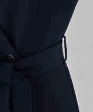 KBECD01099 a.v.v(アー・ヴェ・ヴェ) 【洗える/ストレッチ/セットアップ対応】ダブルクロスロングジレワンピース ネイビー