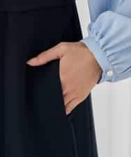 KBECD01099 a.v.v(アー・ヴェ・ヴェ) 【洗える/ストレッチ/セットアップ対応】ダブルクロスロングジレワンピース ネイビー