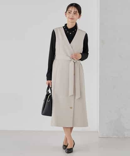 KBECD01099 a.v.v 【洗える/ストレッチ/セットアップ対応】ダブルクロスロングジレワンピース