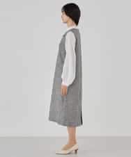 KBECD02119 a.v.v(アー・ヴェ・ヴェ) ツイードボウタイワンピース ネイビー