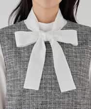 KBECD02119 a.v.v(アー・ヴェ・ヴェ) ツイードボウタイワンピース ネイビー