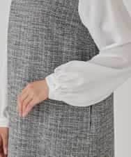 KBECD02119 a.v.v(アー・ヴェ・ヴェ) ツイードボウタイワンピース ネイビー