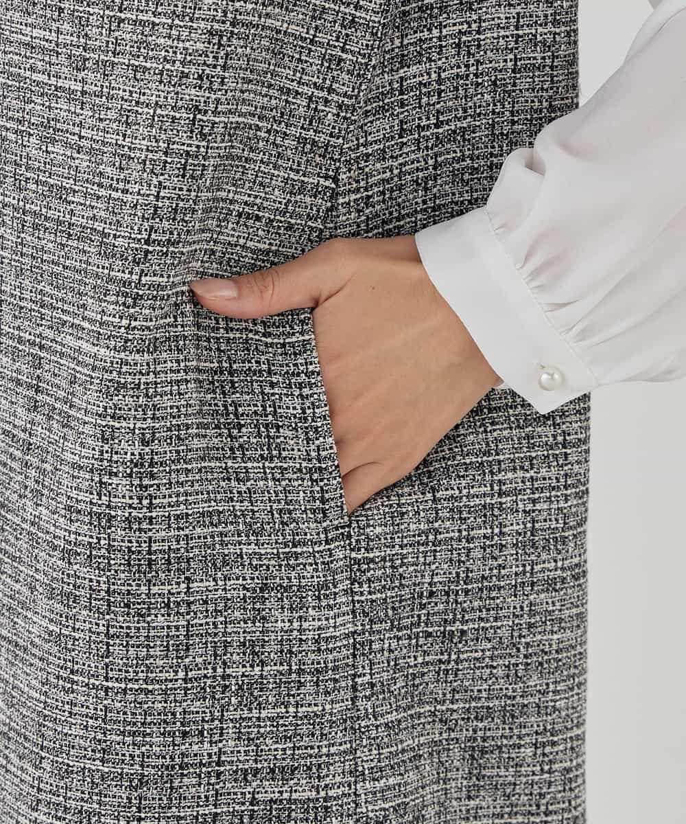 KBECD02119 a.v.v(アー・ヴェ・ヴェ) ツイードボウタイワンピース ネイビー