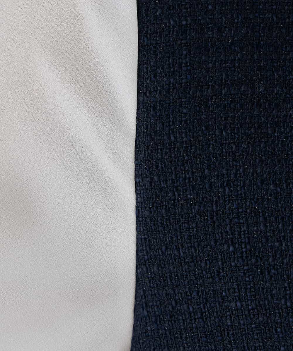 KBECD02119 a.v.v(アー・ヴェ・ヴェ) ツイードボウタイワンピース ネイビー