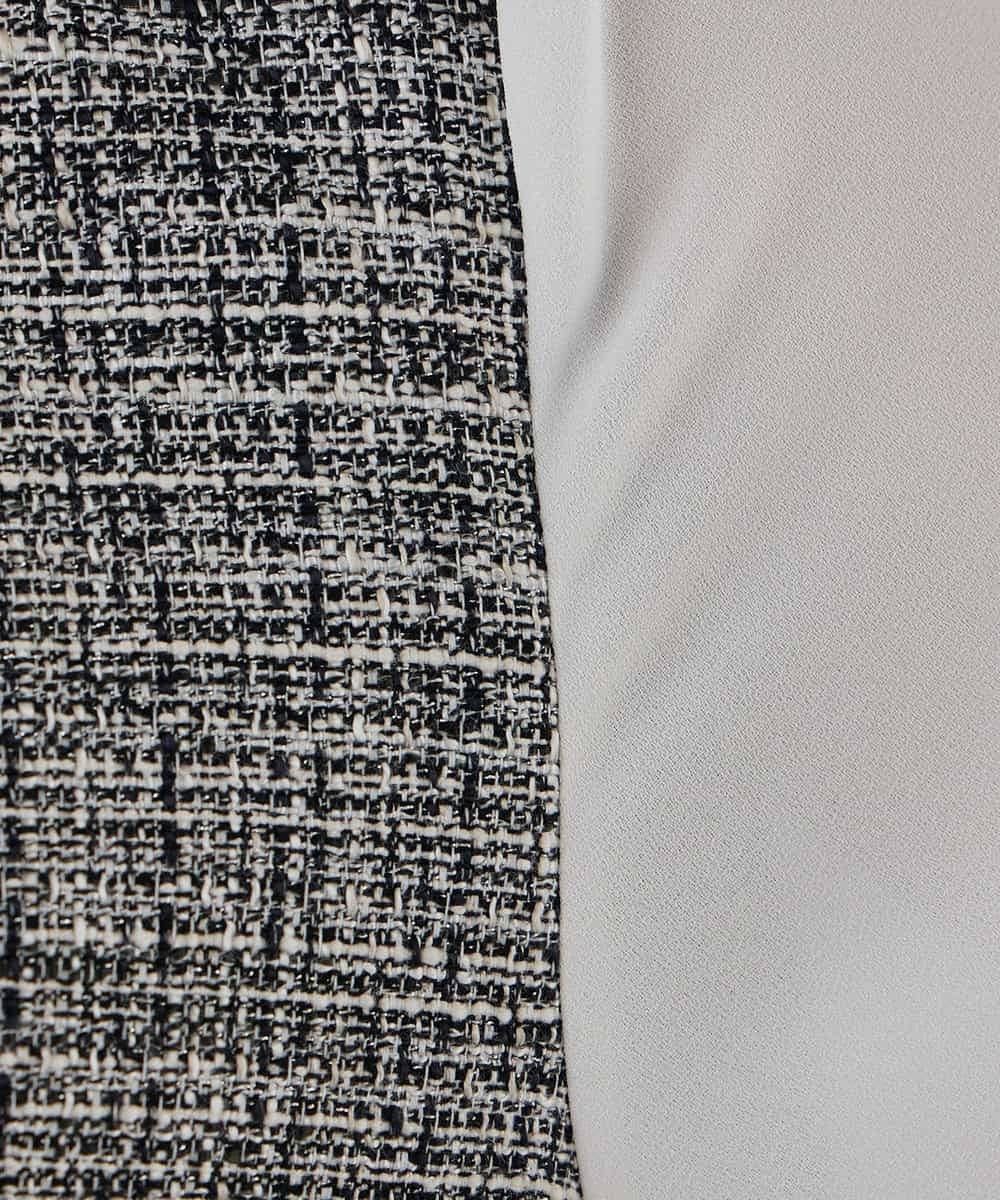 KBECD02119 a.v.v(アー・ヴェ・ヴェ) ツイードボウタイワンピース ネイビー