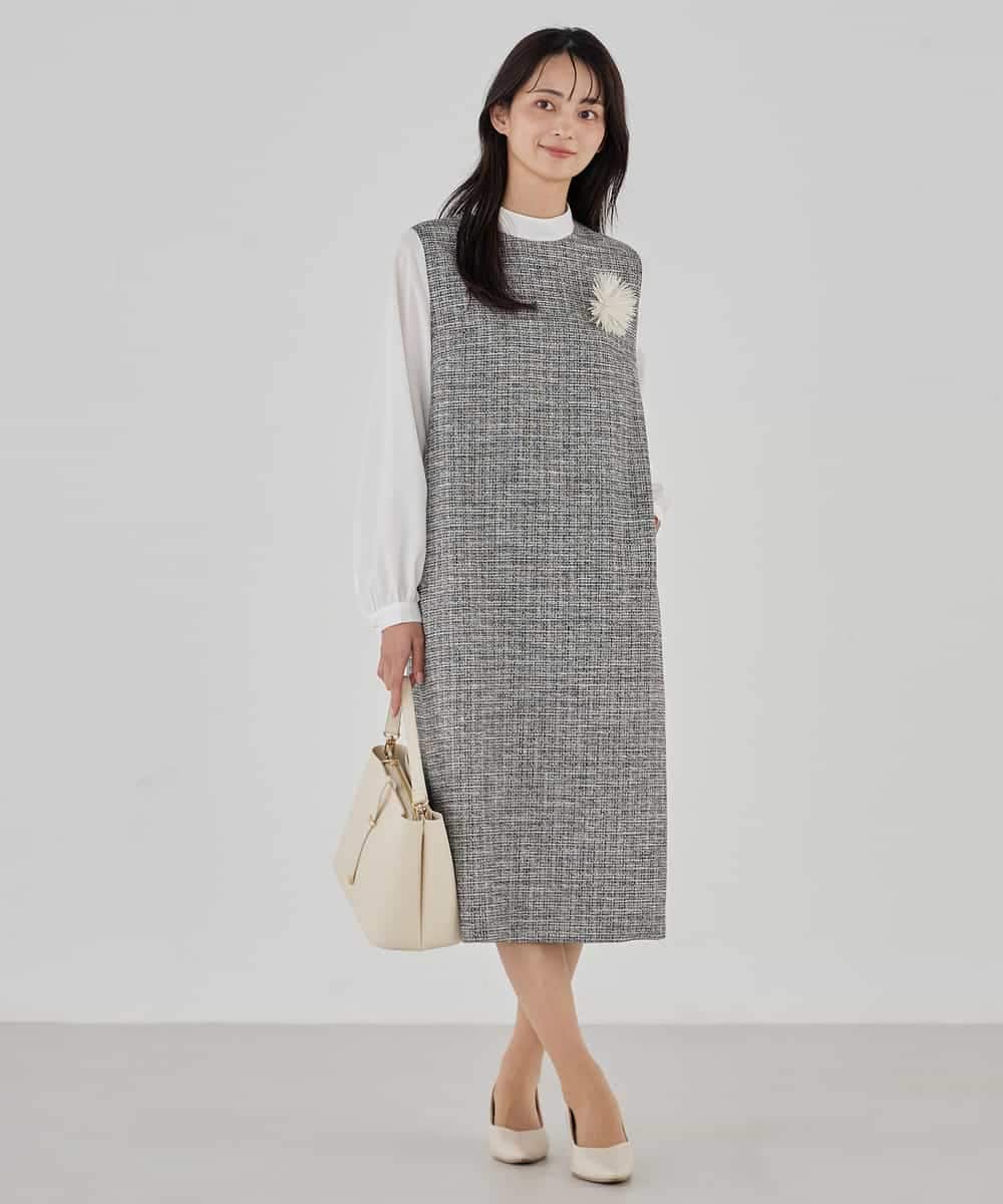 KBECD02119 a.v.v ツイードボウタイワンピース