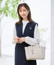 KBECD03089 a.v.v(アー・ヴェ・ヴェ) 【洗える/ストレッチ】ダブルクロスジャンパードレス ネイビー