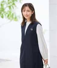 KBECD03089 a.v.v(アー・ヴェ・ヴェ) 【洗える/ストレッチ】ダブルクロスジャンパードレス ネイビー