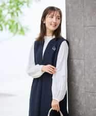 KBECD03089 a.v.v(アー・ヴェ・ヴェ) 【洗える/ストレッチ】ダブルクロスジャンパードレス ネイビー