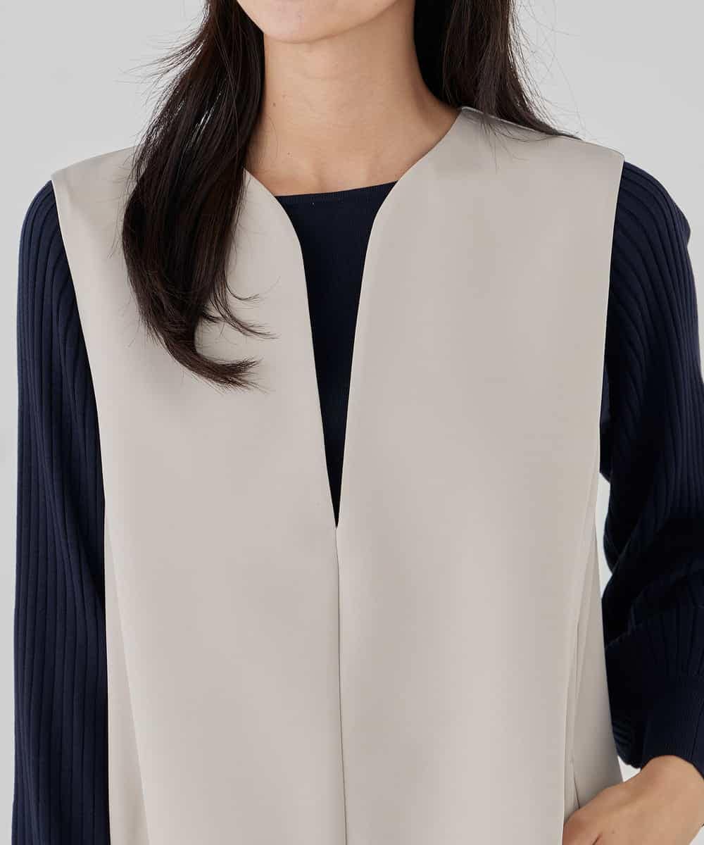 KBECD03089 a.v.v(アー・ヴェ・ヴェ) 【洗える/ストレッチ】ダブルクロスジャンパードレス ネイビー