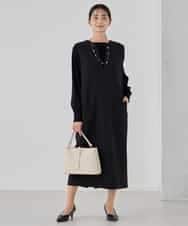 KBECD03089 a.v.v(アー・ヴェ・ヴェ) 【洗える/ストレッチ】ダブルクロスジャンパードレス ネイビー