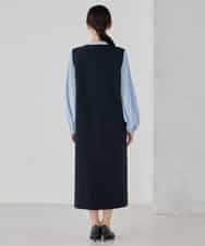 KBECD03089 a.v.v(アー・ヴェ・ヴェ) 【洗える/ストレッチ】ダブルクロスジャンパードレス ネイビー