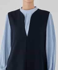 KBECD03089 a.v.v(アー・ヴェ・ヴェ) 【洗える/ストレッチ】ダブルクロスジャンパードレス ネイビー