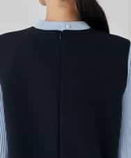 KBECD03089 a.v.v(アー・ヴェ・ヴェ) 【洗える/ストレッチ】ダブルクロスジャンパードレス ネイビー