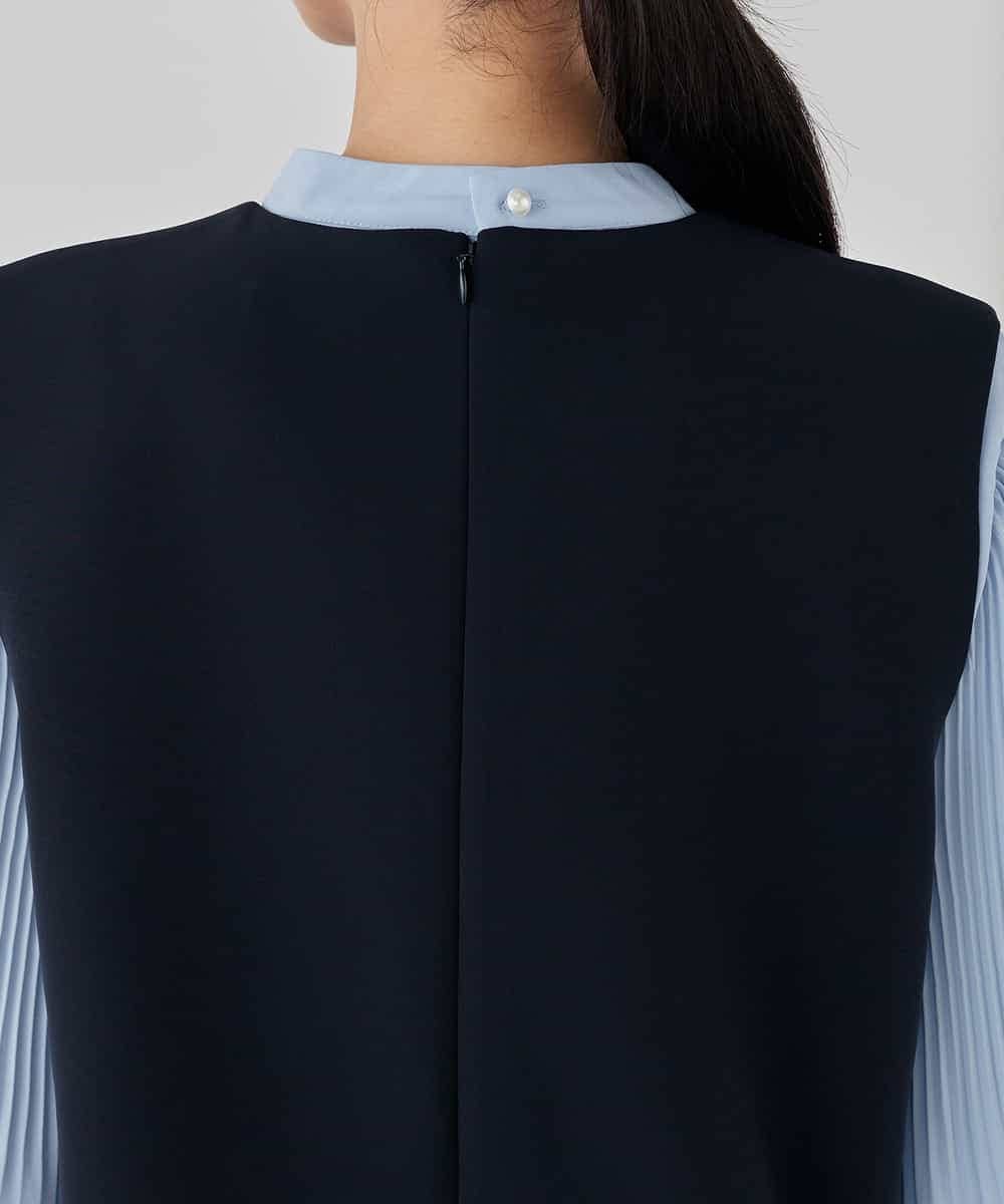 KBECD03089 a.v.v(アー・ヴェ・ヴェ) 【洗える/ストレッチ】ダブルクロスジャンパードレス ネイビー