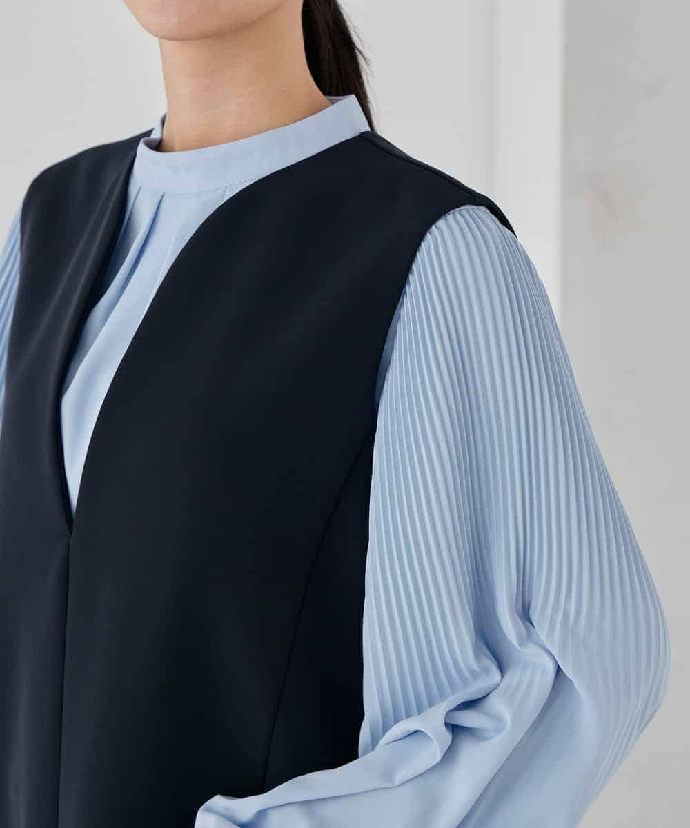 KBECD03089 a.v.v(アー・ヴェ・ヴェ) 【洗える/ストレッチ】ダブルクロスジャンパードレス ネイビー