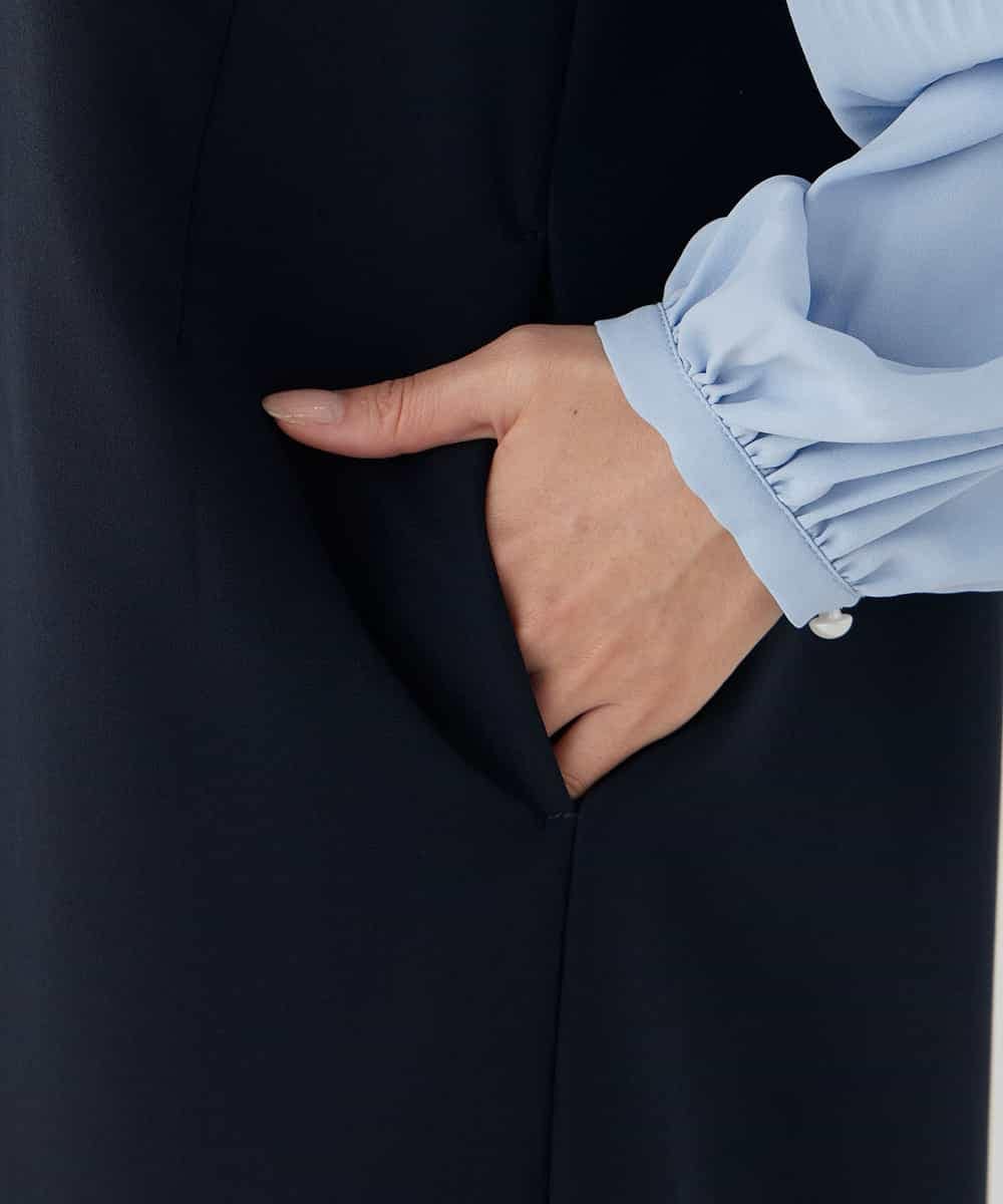 KBECD03089 a.v.v(アー・ヴェ・ヴェ) 【洗える/ストレッチ】ダブルクロスジャンパードレス ネイビー