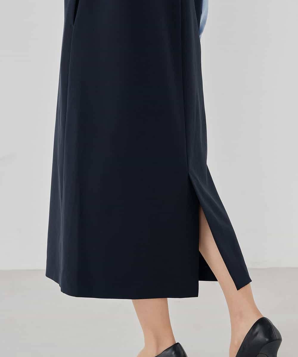 KBECD03089 a.v.v(アー・ヴェ・ヴェ) 【洗える/ストレッチ】ダブルクロスジャンパードレス ネイビー