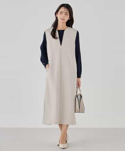 KBECD03089 a.v.v 【洗える/ストレッチ】ダブルクロスジャンパードレス