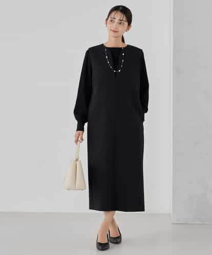 KBECD03089 a.v.v 【洗える/ストレッチ】ダブルクロスジャンパードレス