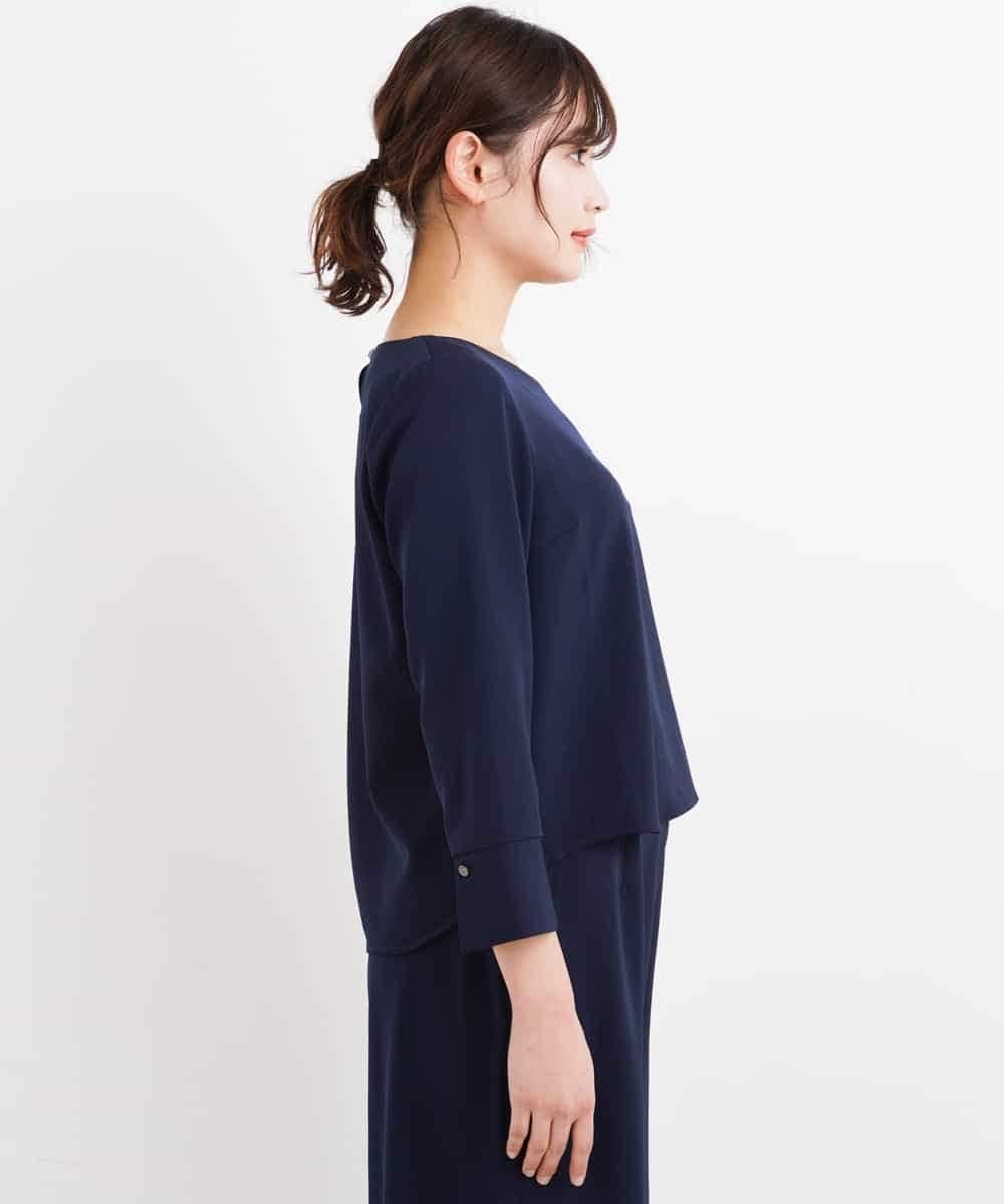 KBEEG08079 a.v.v(アー・ヴェ・ヴェ) 【2点セット】カフススリーブブラウスｘガウチョパンツ[WEB限定サイズ] ネイビー