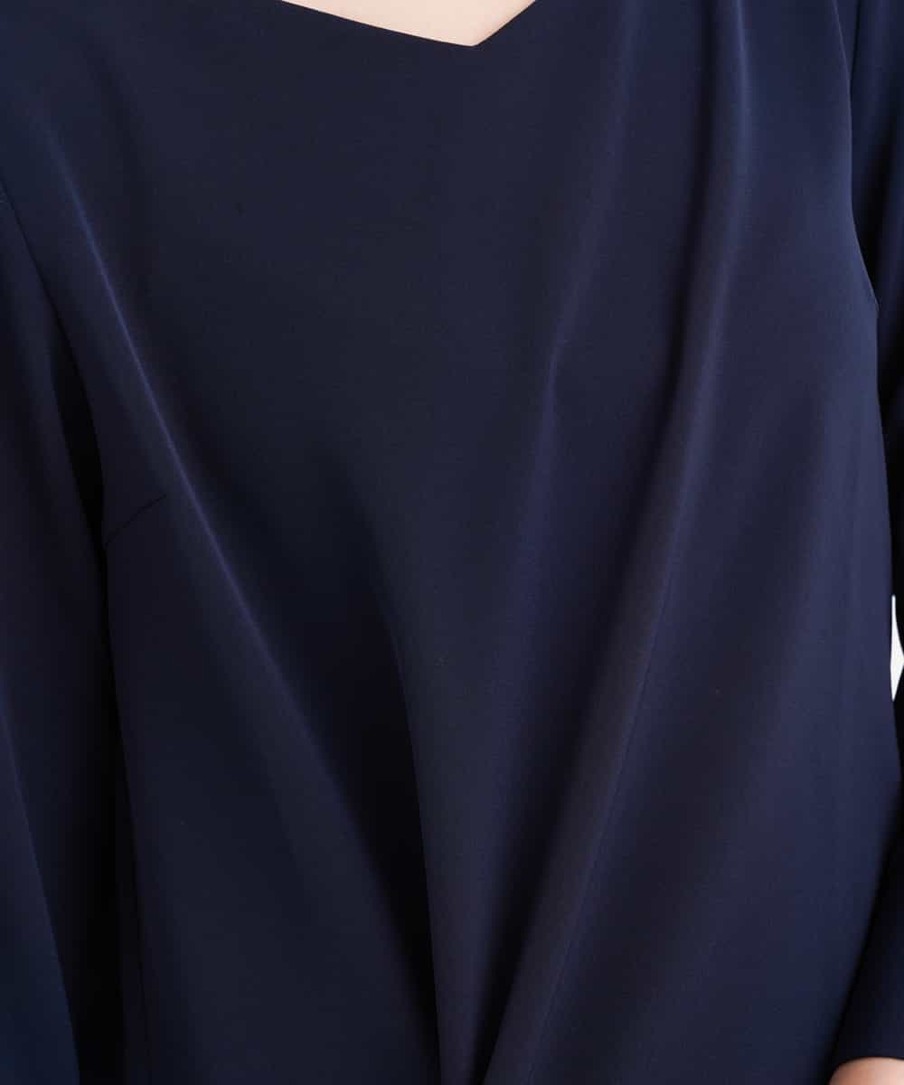 KBEEG08079 a.v.v(アー・ヴェ・ヴェ) 【2点セット】カフススリーブブラウスｘガウチョパンツ[WEB限定サイズ] ネイビー