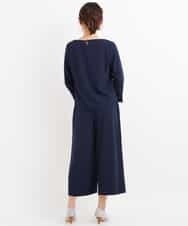KBEEG08079 a.v.v(アー・ヴェ・ヴェ) 【2点セット】カフススリーブブラウスｘガウチョパンツ[WEB限定サイズ] ネイビー