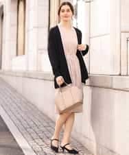 KBEFT20099 a.v.v(アー・ヴェ・ヴェ) 【UVカット/洗える】麻調ストレッチベルテッドワンピース【麻調シリーズ】 ライトグレー