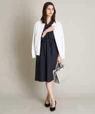 KBEFT20099 a.v.v(アー・ヴェ・ヴェ) 【UVカット/洗える】麻調ストレッチベルテッドワンピース【麻調シリーズ】 ライトグレー