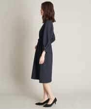 KBEFT20099 a.v.v(アー・ヴェ・ヴェ) 【UVカット/洗える】麻調ストレッチベルテッドワンピース【麻調シリーズ】 ライトグレー