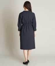 KBEFT20099 a.v.v(アー・ヴェ・ヴェ) 【UVカット/洗える】麻調ストレッチベルテッドワンピース【麻調シリーズ】 ライトグレー