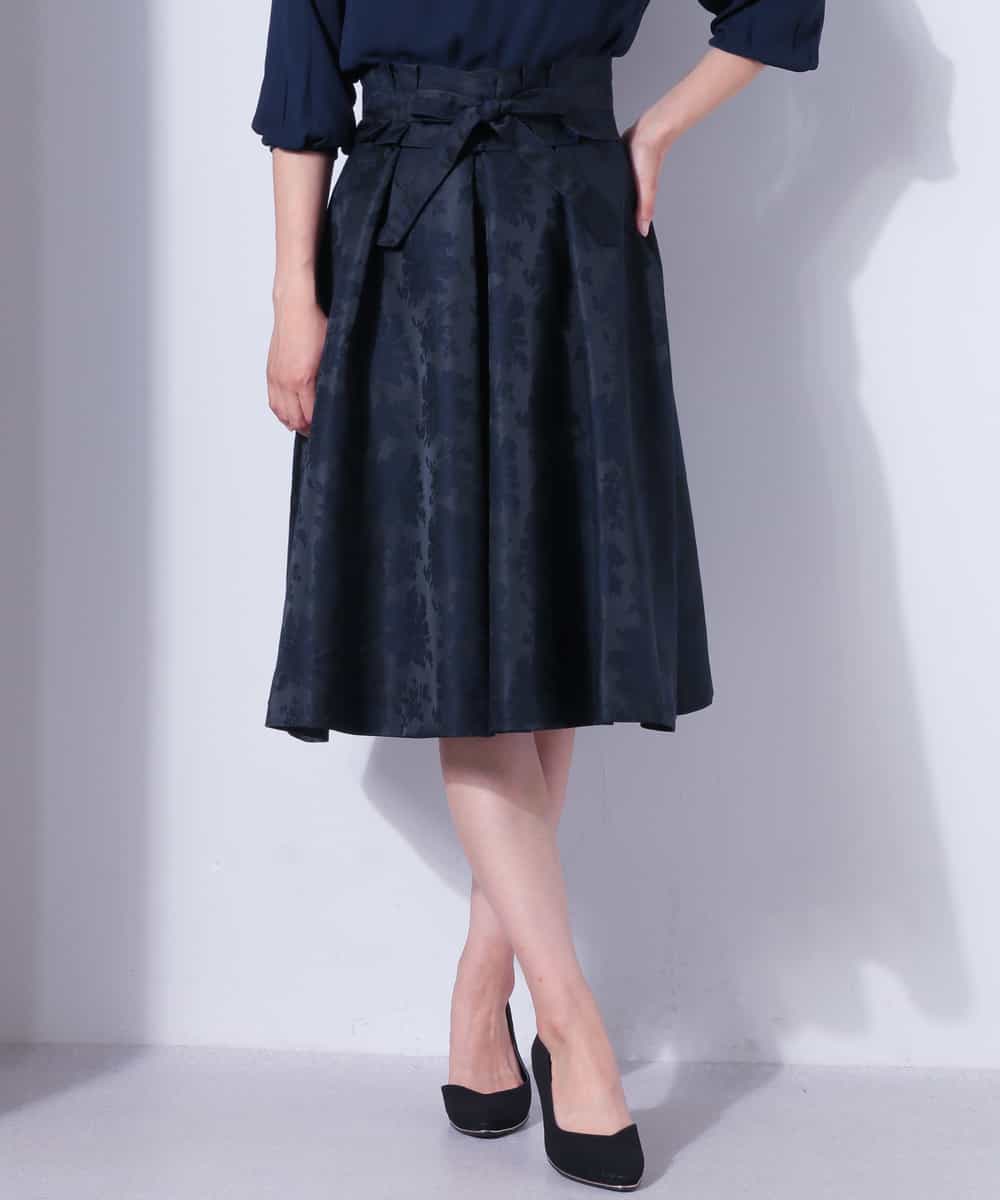 KBEGF09139 a.v.v(アー・ヴェ・ヴェ) リボンサッシュベルト付きトップス＆スカート ネイビー