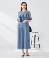 KBEGF12149 a.v.v(アー・ヴェ・ヴェ) 【結婚式/お呼ばれに】ラッフルティアードオールインワンドレス スモーキーブルー