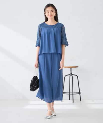 KBEGF13149 a.v.v 【結婚式/お呼ばれに】レースドッキングブラウス・パンツセットアップ