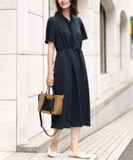 KBEHQ15089 a.v.v(アー・ヴェ・ヴェ) パールチャーム付ボウタイロングワンピース ネイビー