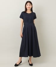 KBEHT13089 a.v.v(アー・ヴェ・ヴェ) 【洗える】ウエストマークフレアワンピース ネイビー
