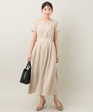 KBEHT13089 a.v.v(アー・ヴェ・ヴェ) 【洗える】ウエストマークフレアワンピース ネイビー