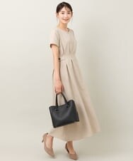 KBEHT13089 a.v.v(アー・ヴェ・ヴェ) 【洗える】ウエストマークフレアワンピース ネイビー