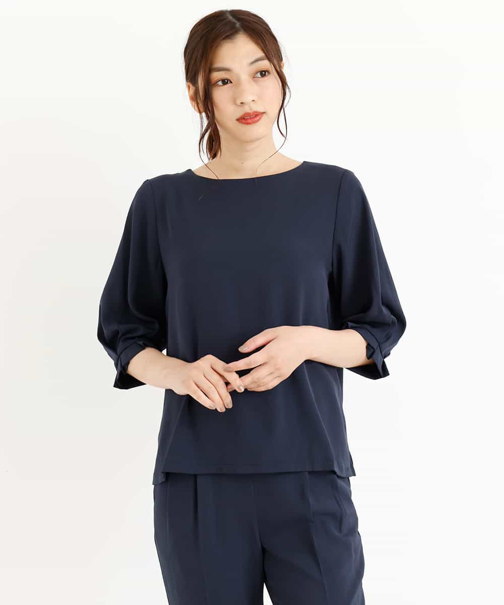 KBEJN02089 a.v.v(アー・ヴェ・ヴェ) 【2点セット】袖パフブラウス＆テーパードパンツセットアップ[WEB限定サイズ] ライトブルー
