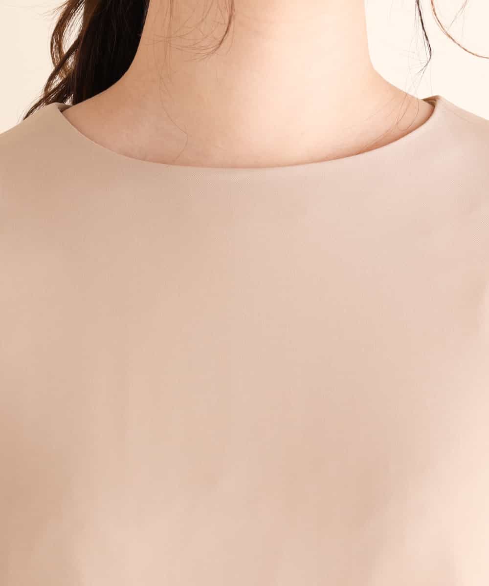 KBEKI04099 a.v.v(アー・ヴェ・ヴェ) 袖フレアサッシュサックワンピース ベージュ